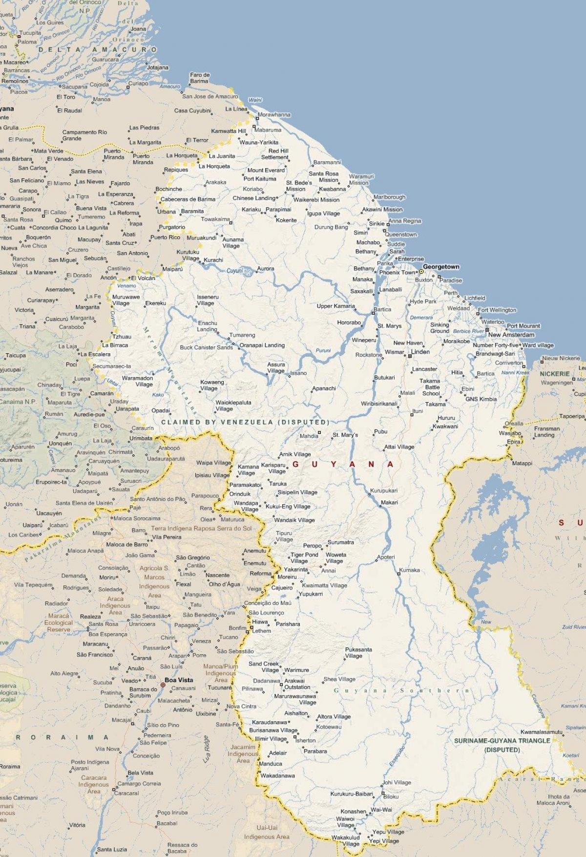 map of detailed map of Guyana