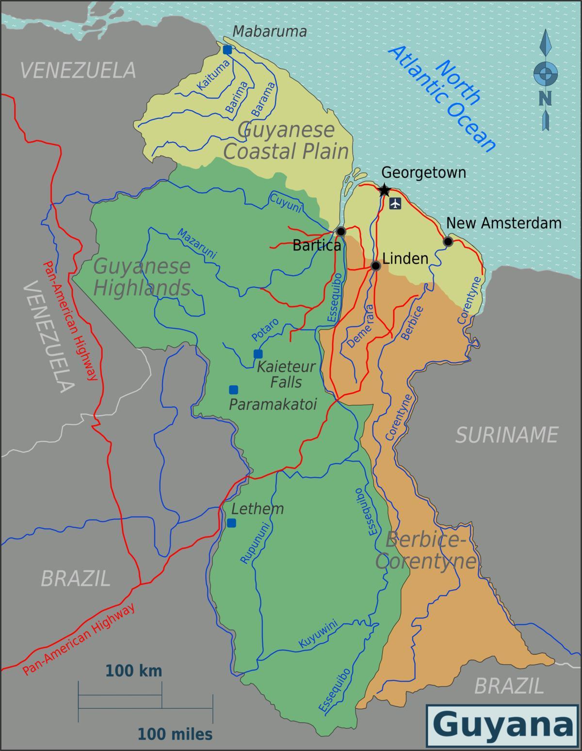 east coast demerara Guyana map