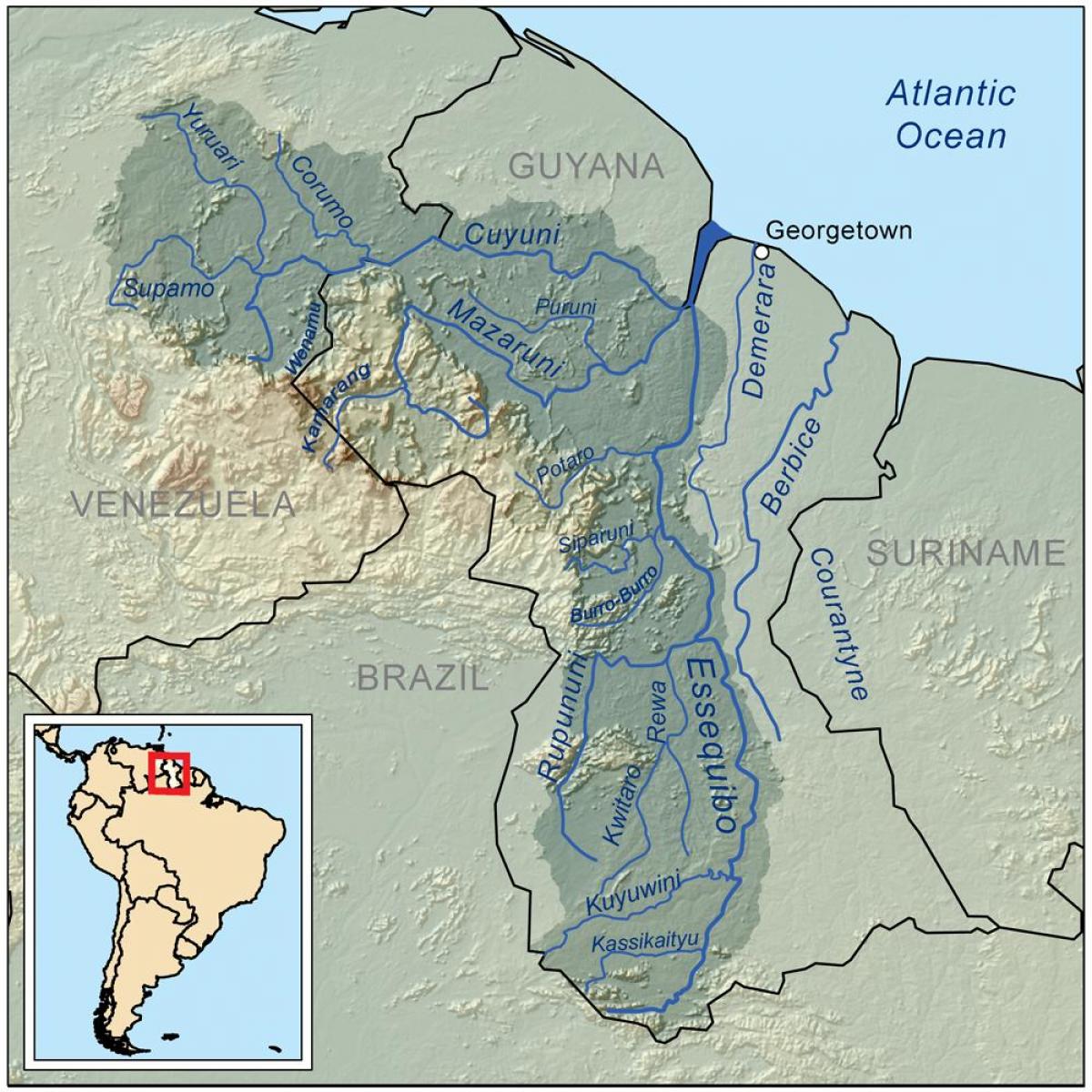 Guyana rivers map