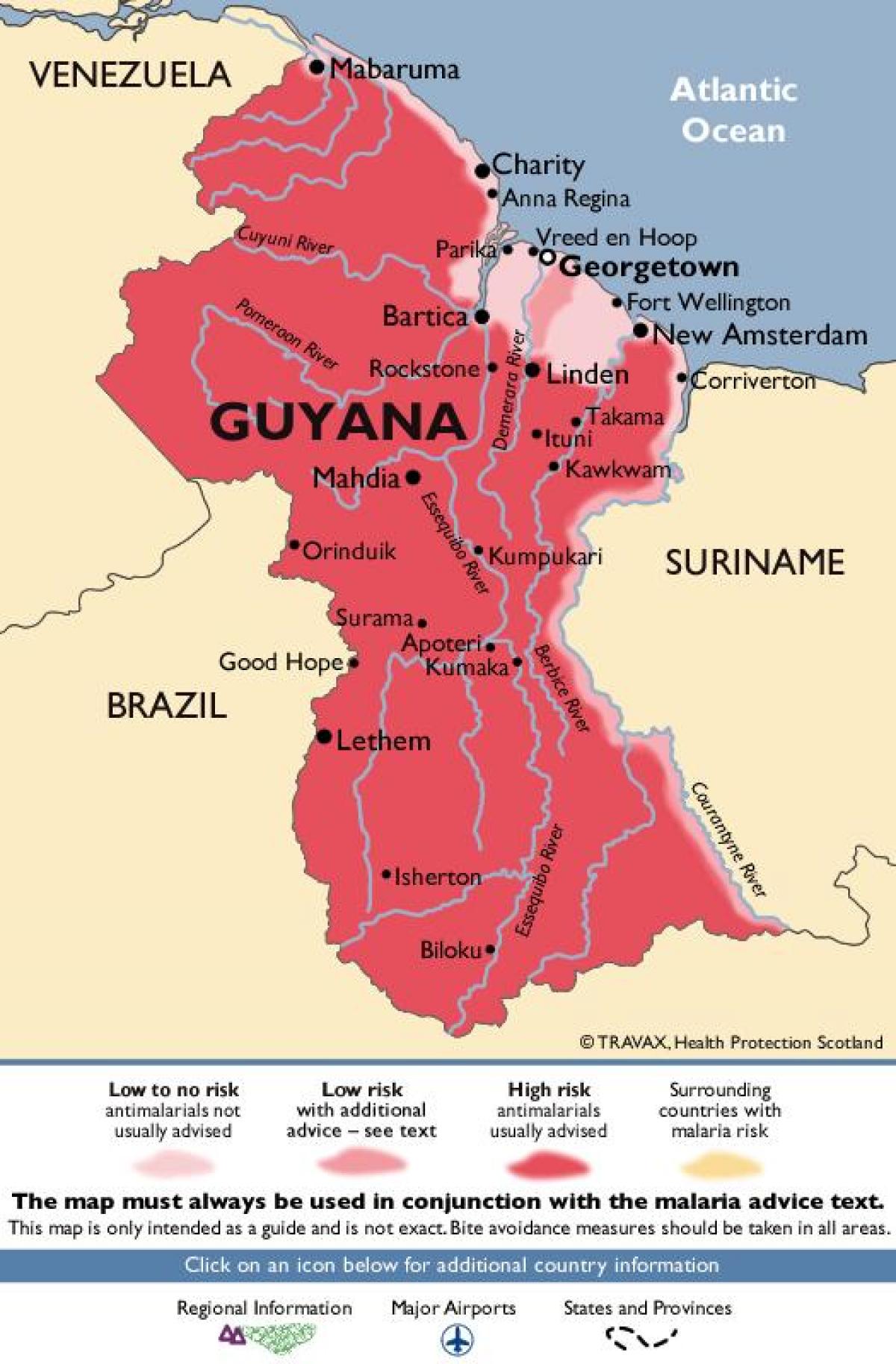 the map of Guyana