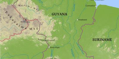Map of Guyana showing the low coastal plain