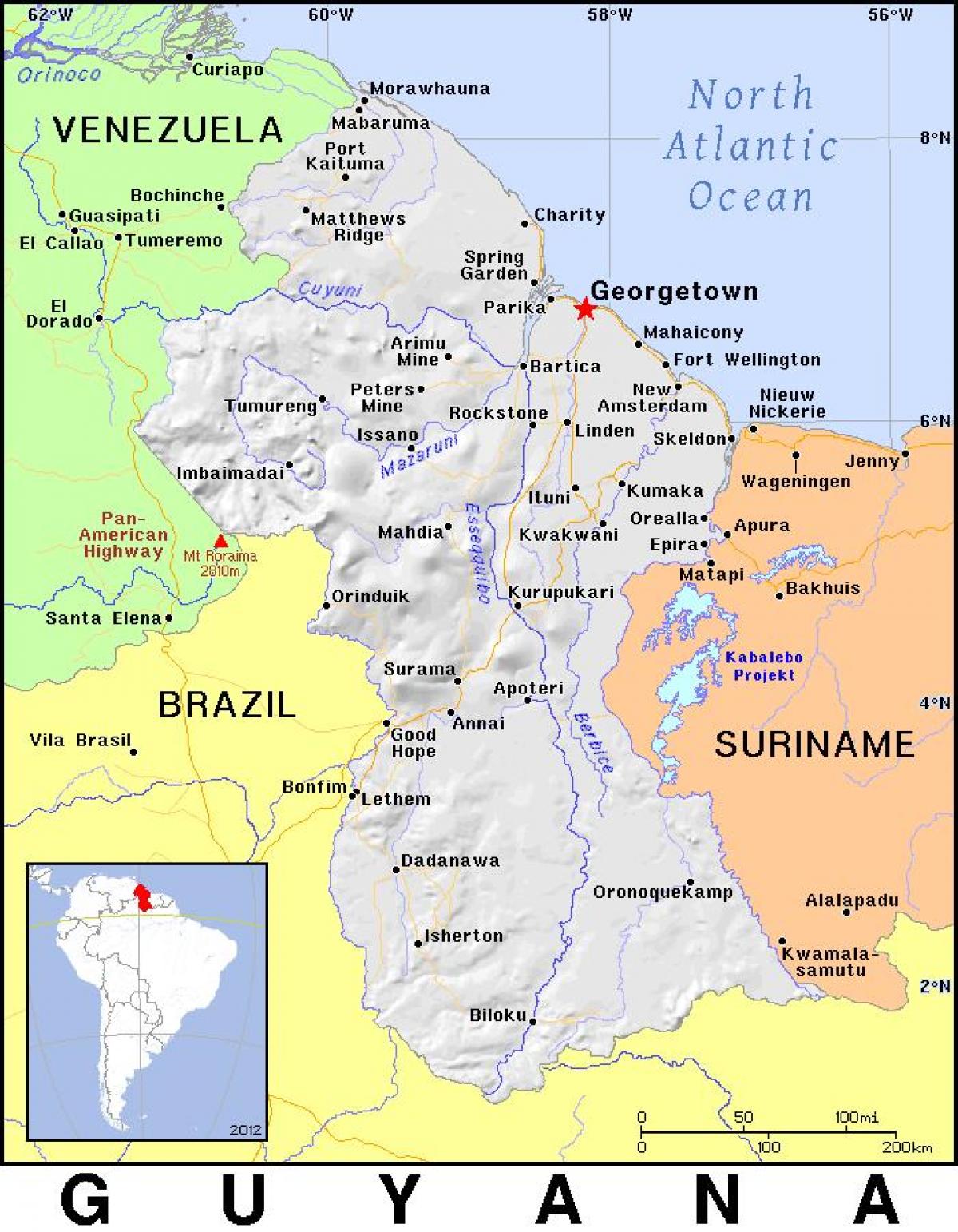 map of Guyana country