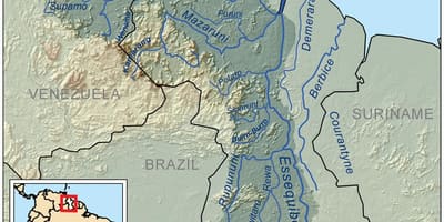 Map of Guyana showing the rivers